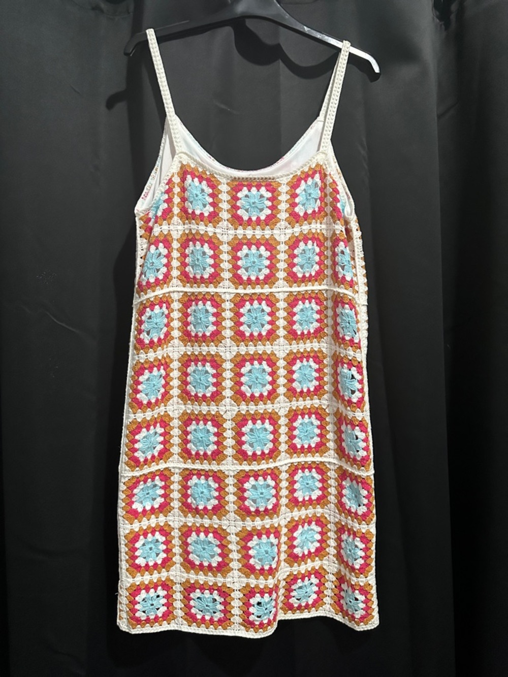Crochet Willow & Wind Multicolor Slip Dress Size M 70s Style Festival - Picture 6 of 9